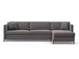 Velvet kampinė sofa - dešinė lova, Gloria, 4 sėdimos vietos, 260x170x80, pilka