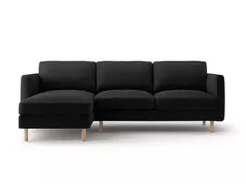 Velvet kampinė sofa - kairė, Eden, 3 vietų, 250x150x90, juoda