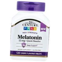 Melatoninas miegui, Melatonin Max Strength 12, 21st Century 120 tab Vyšnia (72440021) 120tab Cherry