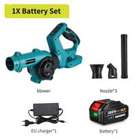 NEWBENY belaidis elektrinis oro pūstuvas 3 pavarų 270° sukimosi reguliavimas belaidis lapų sniego valymo įrankis, skirtas Makita 18V-21V baterijai 1xBattery-EU Plug