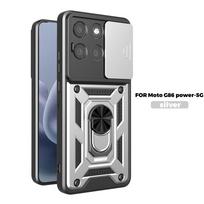 Šarvuotas apsauginis dėklas su magnetiniu žiedu, skirtas Motorola G86 G56 G85 G75 G35 G15 G05 G04 G24 telefonui, su kameros apsauga Motorola Moto G86 Power sidabras