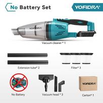 YOFIDRA 1500W Elektrinis Belaidis Dulkių Siurblys Nešiojamas Įkraunamas Buitinis Valymo Elektrinis Įrankis Skirtas Makita 18V Akumuliatoriaus Jungčiai NO Battety
