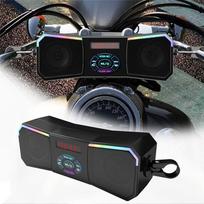 Patvari bekelės motociklo ant vairo montuojama 12V stereo sistema, belaidžiai garsiakalbiai su USB ir AUX-in funkcijomis juoda