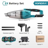 YOFIDRA 1500W Elektrinis Belaidis Dulkių Siurblys Nešiojamas Įkraunamas Buitinis Valymo Elektrinis Įrankis Skirtas Makita 18V Akumuliatoriaus Jungčiai 2xBattety-EU Plug