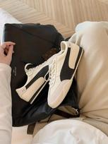 Cowhide version grape mother inner height increase leather contrasting color miu lace-up thick-soled versatile German training shoes women's casual 34 balta