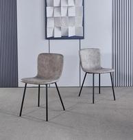 "Hallowood Furniture Cullompton" valgomojo kėdės, 2 vnt., pilkos dirbtinės odos valgomojo kėdės su juodomis metalinėmis kojomis, modernios virtuvės kėdės, valgomojo kėdės namams ir kavinei