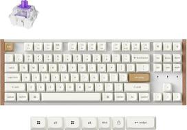 "Keychron K8 HE Rapid Trigger" belaidė mechaninė klaviatūra su "Hall Effect Gateron" dvigubo bėgio magnetiniu jungikliu, 2,4 GHz QMK "Bluetooth 5.2 RGB", suderinama su "Mac Windows Linux", balta