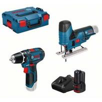 Akumuliatorinių įrankių rinkinys su akumuliatoriumi Bosch GSR + GST + 2x GBA 2.0Ah + GAL, 12V, 2Ah