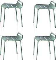 BOKKOLIK modernios terasos kėdės, 4 vnt., metalinės, sukraunamos viena ant kitos, 45 cm aukščio, skirtos naudoti lauke ir viduje