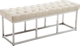CLP Design Amun Nerūdijančio plieno suoliukas su dirbtinės odos užvalkalu Sėdynės aukštis apie 45 cm, paminkštintas ir dygsniuotas