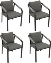 DEGAMO "Lyon" sodo kėdė "Stacking Chair" Aliuminis antracitas + pilka virvė su pilka pagalvėle, atspari oro sąlygoms Lauko 4 vnt.