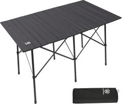 EVER ADVANCED Camping Table Sulankstomas aliuminio stalviršis 116 x 74 cm, skirtas 4-6 žmonėms Sulankstomas stalas 50 kg keliamoji galia Sulankstomas stalas su krepšiu, skirtas stovyklavimui, piknikui, sodui, balkonui, juodas