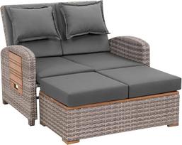 greemotion Bahia Tobago rotango poilsio sodo sofa-lova su taburete Pilka mediena