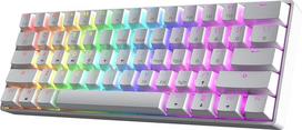 HK GAMING GK61 SE 60% mechaninė žaidimų klaviatūra, 61 klavišas, įvairiaspalvis RGB LED apšvietimas, skirta PC/Mac žaidėjams, amerikietiškas išdėstymas (balta, mechaninė, ruda)
