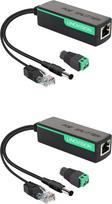 LINOVISION POE skirstytuvas su DC12V 2A išėjimu, 10/100Mbps maitinimo per Ethernet skirstytuvas, IEEE802.3af/at POE nuolatinės srovės maitinimo šaltinis apsaugos kameroms, garsiakalbiams, belaidžiams prieigos taškams, VoIP telefonams (2 vnt.)
