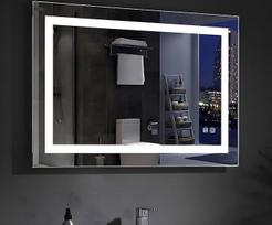 MEESALISA Lisa LED vonios kambario veidrodis 80 x 60 cm su apšvietimu Stačiakampio formos vonios kambario sieninis veidrodis su apsauga nuo rūko Šviesos veidrodis su lizdu Touch Warm White/Cool White 600 x 800 cm