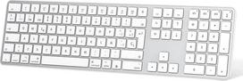 OMOTON "Bluetooth" klaviatūra "MacOS" ("MacBook/Air/Pro/iMac/Mac) Įkraunama 3 "Bluetooth" kanalai, specialiai sukurta "Apple" (sidabrinė)