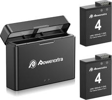 Powerextra DJI Action 4/3 atsarginė baterija ir dvigubas įkroviklis, suderinami su DJI Action 4/3, 2 vnt.