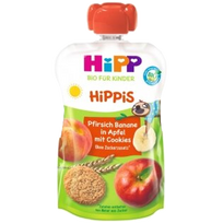 HIPP Apple, Peach, Banana (1 year) tyrelė, 100 g