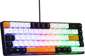 "G-Lab Keyz Hydrogen Gaming Keyboard", 60 % pusiau mechaninė klaviatūra, laidinė, spalvotas foninis apšvietimas, tyli, kompaktiško formato TKL - PC/PS5-2023 (juoda/balta/oranžinė)