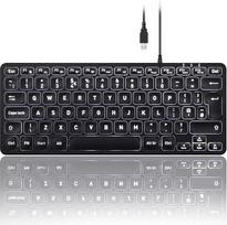 "perixx PERIBOARD-332" USB klaviatūra su apšvietimu - plonas dizainas ir dideli šrifto klavišai - baltas apšviestas šviesos diodas - UK QWERTY