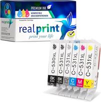 "realprint" spausdintuvo kasetės "Canon PGI-530 CLI-531 XL" su lustu tinka "Canon PIXMA TS8750 TS8751" spausdintuvams
