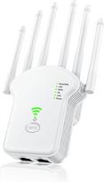 RULGOI WLAN stiprintuvas kartotuvas 1200Mbps (867Mbps 5GHz + 300Mbps 2,4 GHz), WiFi stiprintuvas su kartotuvo/maršrutizatoriaus/prieigos taško režimu, WiFi diapazono išplėtimo įrenginys su LAN/WAN prievadu, tinka namams, biurui