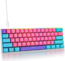 SbocKeeb Žaidimų klaviatūra 60 procentų, laidinė RGB mechaninė klaviatūra America QWERTY, mini 61 klavišų USB klaviatūra Anti-Ghosting kompiuterio žaidėjams (GS61 RGB-61 Pink)