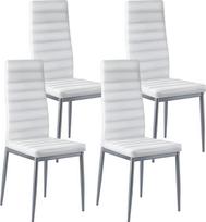 VEVOR moderni valgomojo kėdė (4 vnt.) Elegantiška minkšta odinė šoninė kėdė (136 kg keliamoji galia), skirta valgomojo stalui, taupanti vietą virtuvės stalo kėdė su storomis pagalvėlėmis ir metalinėmis kojelėmis, balta, kavinė