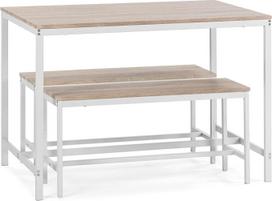 VS "Venta-stock" Lisbon White stalas ir 2 suolai Valgomojo virtuvės stalas 110 x 70 x 75 cm Metalinis rėmas