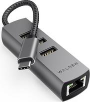 WALNEW USB C į Ethernet adapteris, USB-C į RJ45 LAN adapteris, Gigabitinio Cat tinklo kabelio keitiklis į C tipo, "Thunderbolt 3", skirtas "Mac", "MacBook Pro/Air", "Samsung Galaxy Tab" (Ethernet+USB-A prievadas)