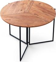 WELL HOME MOBILIARIO & DECORACIÓN Apvalus valgomojo stalas su metalinėmis kojomis, skersmuo 100 x 79 cm, medžio ir juodos spalvos, 100 x 79 x 100 cm