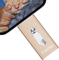 Yueflue USB atmintinė 128GB, 3 in 1 USB atmintinė "iPhone" Išorinė atmintis, kurioje galima saugoti daugiau nuotraukų ir vaizdo įrašų. Atminties kortelė i0S/OTG Android/PC, nereikia atsisiųsti programėlės
