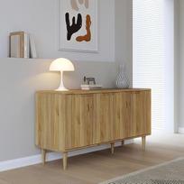 "Forte Sherbrooke" lengvas surinkimas su "EasyKlix" komoda: Aukštos medinės kojelės, 3 durų komoda, vidurio amžiaus stiliaus, 140 cm pločio x 74 cm aukščio x 43 cm gylio, 140 cm pločio x 74 cm aukščio x 43 cm gylio