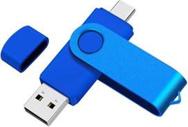 "Yaxiny" USB C atmintukas 128GB 1 vnt., OTG USB C rašiklinis diskas, USB 3.0 ir USB C atmintukas, C tipo atminties kortelė, skirta USB A+USB C "Android" išmaniajam telefonui, metalinė mėlyna