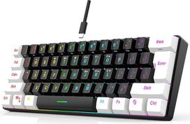 "Yunir" RGB klaviatūra, 61 klavišas, ergonomiška mechaninė klaviatūra, laidinė žaidimų klaviatūra su C tipo sąsaja, LED apšvietimas, skirta biuro ir verslo žaidimams (juoda)