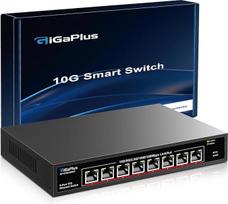 8 prievadų 10Gb Ethernet komutatorius be valdymo, 8X 10Gbe Base-T prievadai, GiGaPlus 10G tinklo komutatorius, skirtas 10Gb/s NAS, kompiuteriui, WiFi7 maršrutizatoriui, 10Gb/s adapteriui/skaitytuvui. Stalinis/19 colių stovo montavimas, "Plug and Play