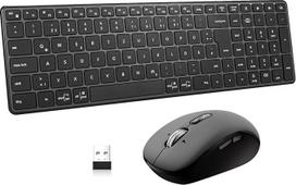 Belaidė "Bluetooth" klaviatūros ir pelės kombinacija (USB + BT×2), itin plona, tyli, kompaktiška kompiuterio klaviatūra ir pelė, skirta keliems įrenginiams, 4 DPI, ergonomika be uždelsimo, skirta "Windows", asmeniniam kompiuteriui, nešiojamajam kompiuteri