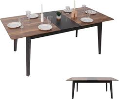 HWC-M57 Valgomojo stalas Medžio masyvo laminatas Melaminas 160-200 x 90 cm Išplečiamasis Šešamo medienos išvaizdos tamsios kojos