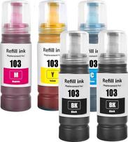 LAIPENG 103 rašalas, suderinamas su Epson 103, skirtas L1110 L1200 L1210 L1250 L3100 L3101 L3110 L3111 L3116 L3150 L3151 L3156 L3160 L322 000 L3 250 L3251 L3256 L3260 L3266 spausdintuvui 5 pakuotės (BK*2/C/M/Y)