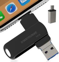 USB atmintinė "iPhone" 64GB SIWEIYUNKE išorinis kietasis diskas mobiliajam telefonui Nuotraukų saugykla Atmintinė mobiliajam telefonui, atmintinė USB C 3.0, nuotraukų atmintinė, USB atmintinė su slaptažodžio apsauga, juoda
