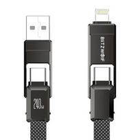 Blitzwolf BW-HDC7 4-in-1 USB+C+Lightning laidas 240W 1.2m (juodas)