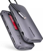 Axagon Multiport USB-C 10Gbps hub. NVMe/SATA M.2, HDMI and DisplayPort. Cable USB-C 50 cm.