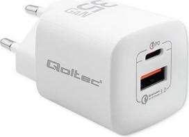 Qoltec 50763 mobile device charger Laptop, Portable gaming console, Power bank, Smartphone, Smartwatch, Tablet White AC Fast charging Indoor