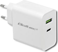 Qoltec 51718 Charger | 45W | 5-20V | 2.4-3A | USB type C PD | USB | White