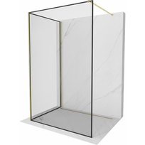 Mexen Kioto dušo sienelė Walk-in 120 x 80 cm, juodas rėmelis, auksinė - 800-120-212-50-70-080