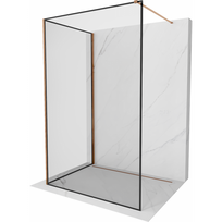 Mexen Kioto dušo sienelė Walk-in 90 x 90 cm, juodas rėmelis, rožinis auksas - 800-090-212-60-70-090