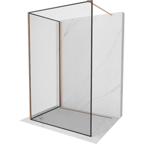 Mexen Kioto dušo sienelė Walk-in 90 x 70 cm, juodas rėmas, šlifuota varis - 800-090-212-65-70-070