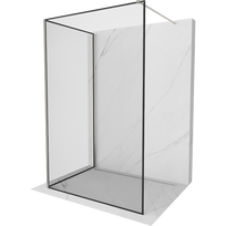 Mexen Kioto dušo sienelė Walk-in 110 x 90 cm, juodas rėmas, šlifuotas nikelis - 800-110-212-97-70-090