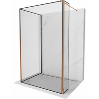 Mexen Kioto dušo sienelė Walk-in 110 x 70 x 30 cm, juodas rėmelis, rožinis auksas - 800-110-070-221-60-70-030